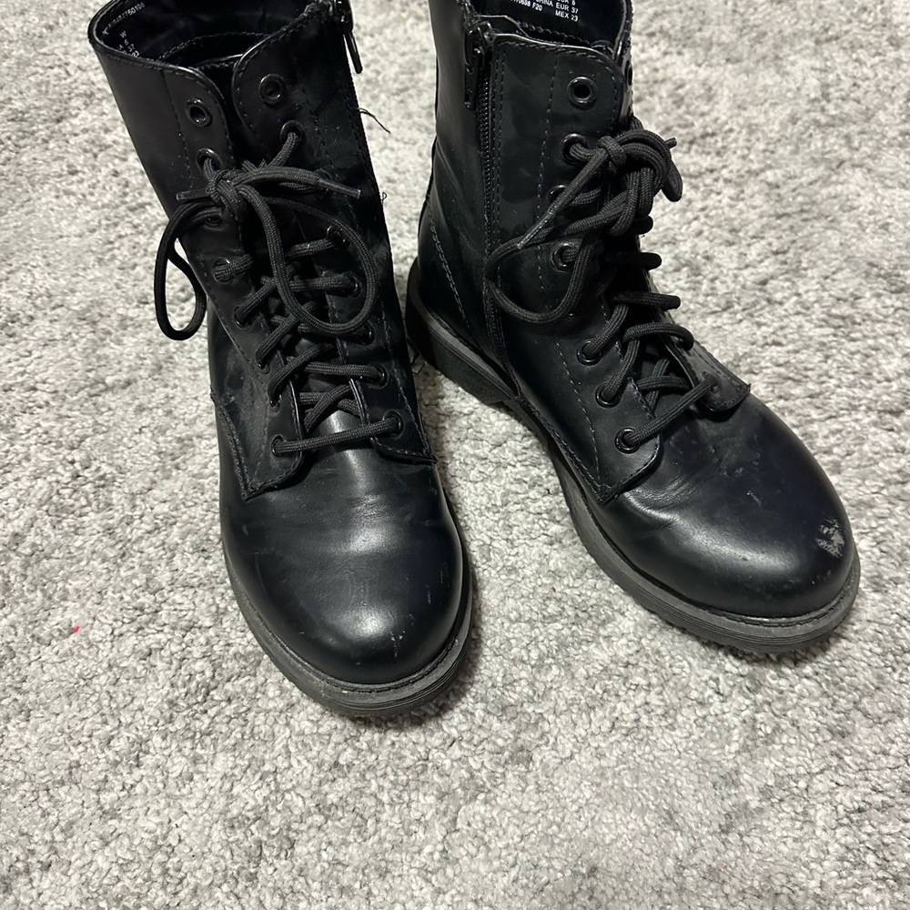 Black Lace-Up Combat Boots